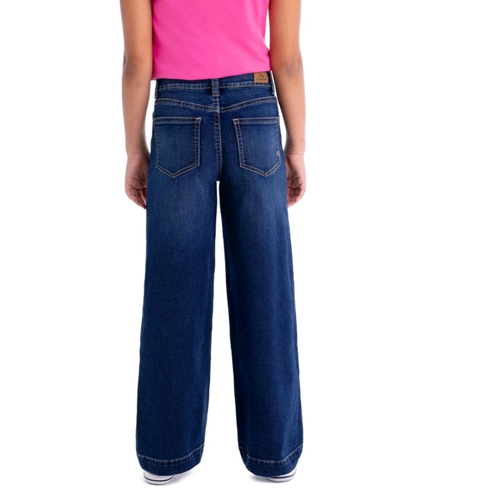 Jordache Girls Cloud Drape Denim Wide Leg Jeans Adjustable Waist Size 16 Dark - Picture 3 of 8